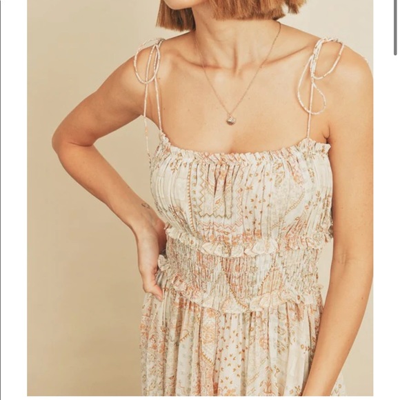 Paisley Shirred Maxi Dress - Natural/Multi - Picture 4 of 7